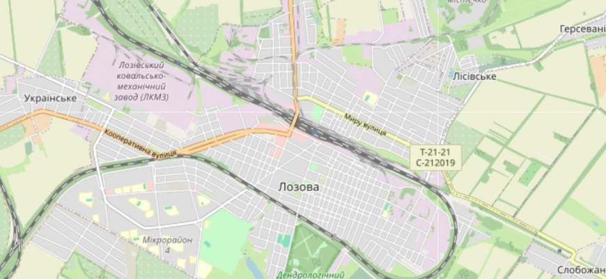 Мапа міста Лозова